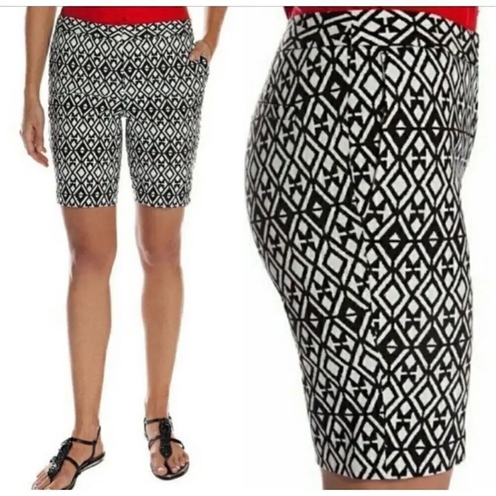 NWT Womens Mario Serrani Tummy Control 9” Royal Print Bermuda Shorts - Sz 2